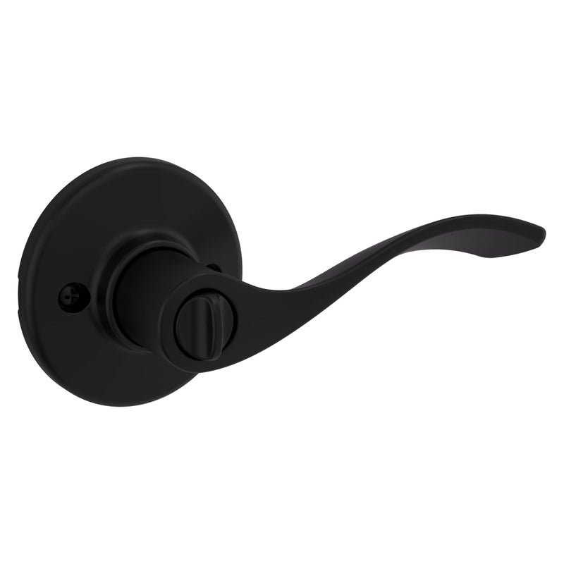 Kwikset Balboa Interior Privacy Door Handle with Lock  Door Lever For Bathroom and Bedroom  Matte Black Reversible Keyless Turn Lock - Image 2